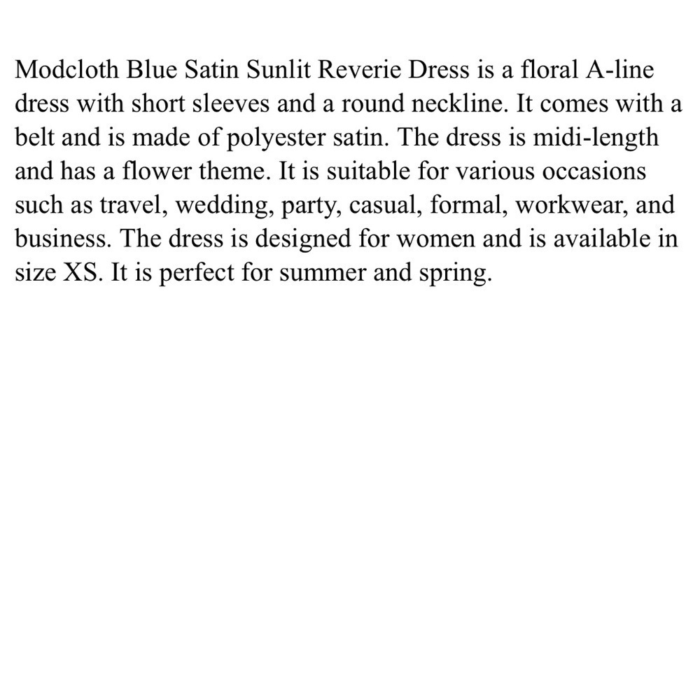 ModCloth Anthropologie Blue Satin Sunlit Reverie Dress Belted Floral Size XS - Picture 6 of 6